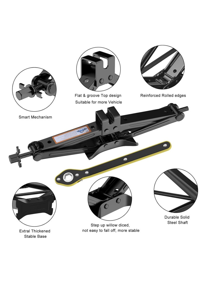 Scissor Jack for Car - 2 Ton (4409 lbs) Car Jack Kit with Saving Effort Ratchet Design,Car Tire Jack for Auto/SUV/MPV (2 Ton)