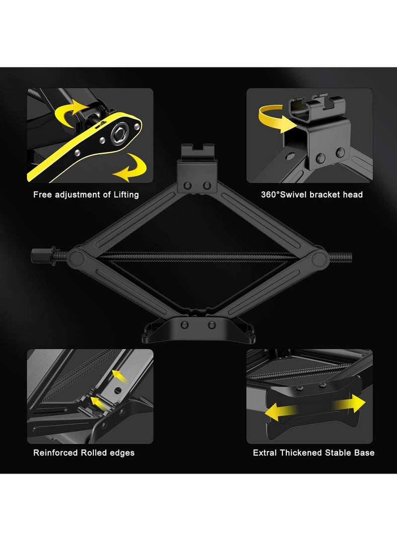 Scissor Jack for Car - 2 Ton (4409 lbs) Car Jack Kit with Saving Effort Ratchet Design,Car Tire Jack for Auto/SUV/MPV (2 Ton)