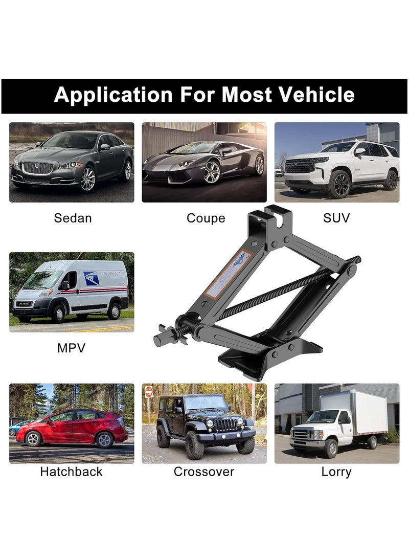 Scissor Jack for Car - 2 Ton (4409 lbs) Car Jack Kit with Saving Effort Ratchet Design,Car Tire Jack for Auto/SUV/MPV (2 Ton)