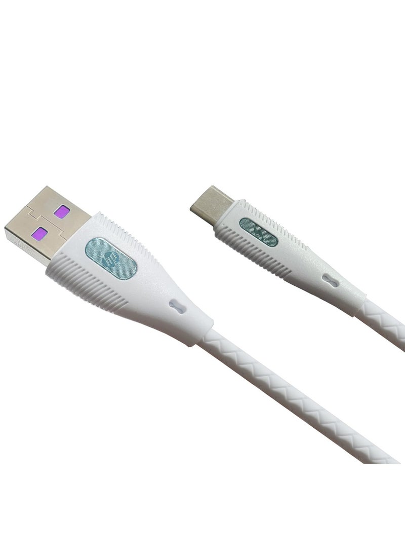 HP كابل شحن ونقل بيانات سريع موديل DHC-MC111 USB إلى Type-C، يدعم الشحن حتى 5 أمبير وسرعة نقل بيانات تصل إلى 480 ميجابت في الثانية، متين وعالي الجودة، متوافق مع جميع الأجهزة بمنفذ Type-C، مثالي للهواتف والأجهزة اللوحية وبنوك الطاقة وشواحن السيارات - أبيض - Image 1