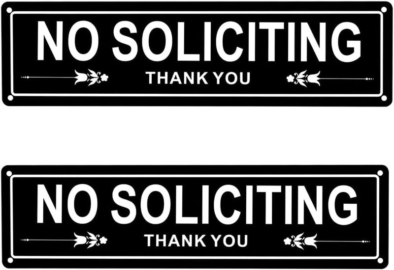 Kichwit No Soliciting Sign for Front Door No Solicitation Signs for Office 2 Pack Aluminum No Solicitors Sign for House 118 x 31 - Image 1