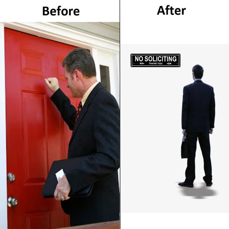 Kichwit No Soliciting Sign for Front Door No Solicitation Signs for Office 2 Pack Aluminum No Solicitors Sign for House 118 x 31 - Image 3