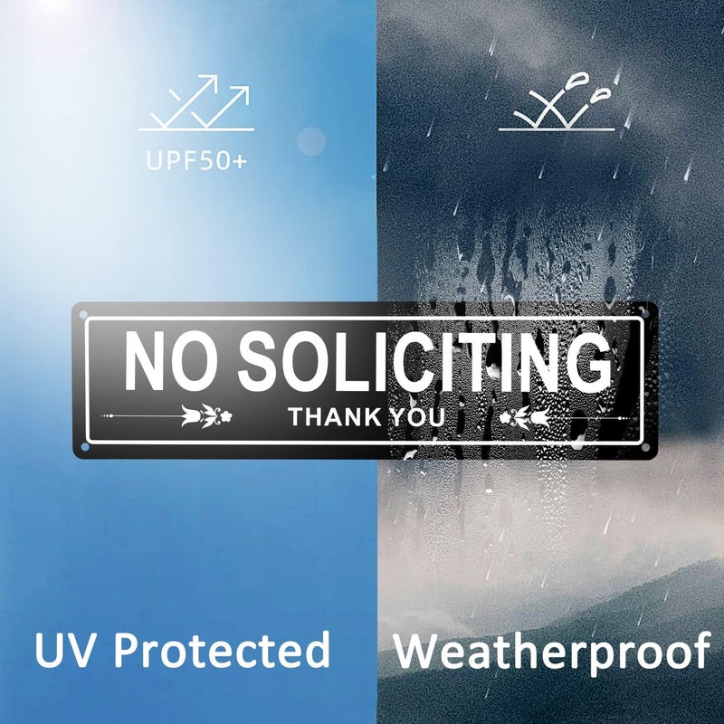 Kichwit No Soliciting Sign for Front Door No Solicitation Signs for Office 2 Pack Aluminum No Solicitors Sign for House 118 x 31 - Image 5