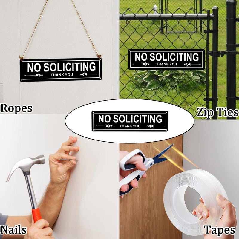 Kichwit No Soliciting Sign for Front Door No Solicitation Signs for Office 2 Pack Aluminum No Solicitors Sign for House 118 x 31 - Image 2