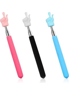 FLECK 3 Pcs Telescopic Teachers Pointer, Extendable Hand Pointer Finger Pointer Stick, Mini Retractable Classroom Pointer for Elementary School Kindergarten Teacher, Classroom Supplies (Black Pink Blue)  - Image 1