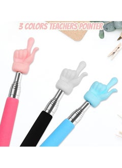 FLECK 3 Pcs Telescopic Teachers Pointer, Extendable Hand Pointer Finger Pointer Stick, Mini Retractable Classroom Pointer for Elementary School Kindergarten Teacher, Classroom Supplies (Black Pink Blue)  - Image 2