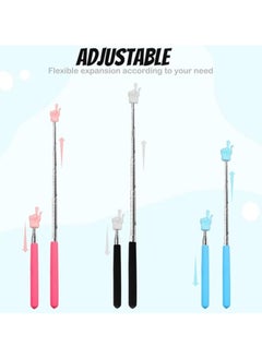 FLECK 3 Pcs Telescopic Teachers Pointer, Extendable Hand Pointer Finger Pointer Stick, Mini Retractable Classroom Pointer for Elementary School Kindergarten Teacher, Classroom Supplies (Black Pink Blue)  - Image 4
