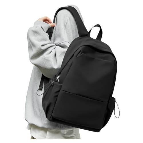 SEAFEW Small Black Backpack for School Women Girls, Waterproof Bookbag Cute High School Backpack for Men Teen Boys, Lightweight Travel College Back Pack Mochilas Escolares para Casual Daypack Rucksack - Image 1