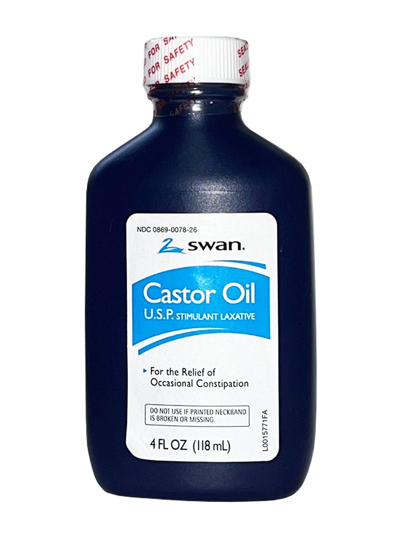 SWAN Castor Oil USP 100% Stimulant Laxative 4 FL OZ - For Relief of occasional Constipation - Image 1