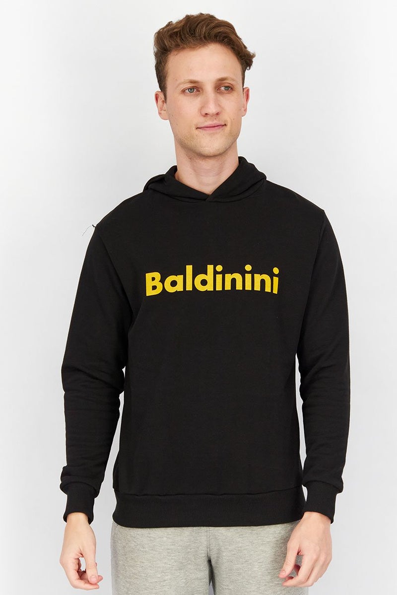 Baldinini سويت شيرت بقلنسوة بأكمام طويلة للرجال، أسود - Image 1
