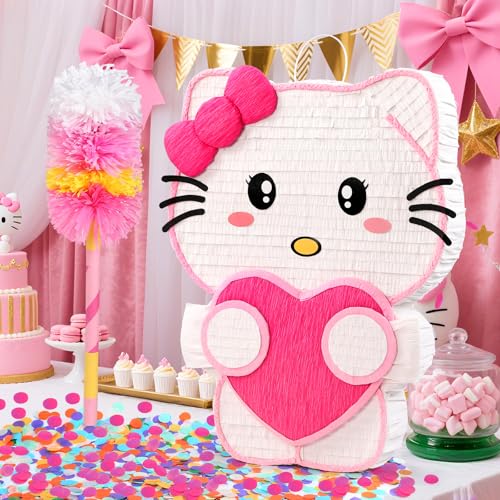 Pardecor 21 Pinata for Birthday Party  3D Pink Large Pinata 24 Bat Stick Eye Mask Rope  Cute Love Heart Design Large Party Decoration  Candy Holder for Girls Kids Theme Party Room Decor  Centerpiece - Image 5