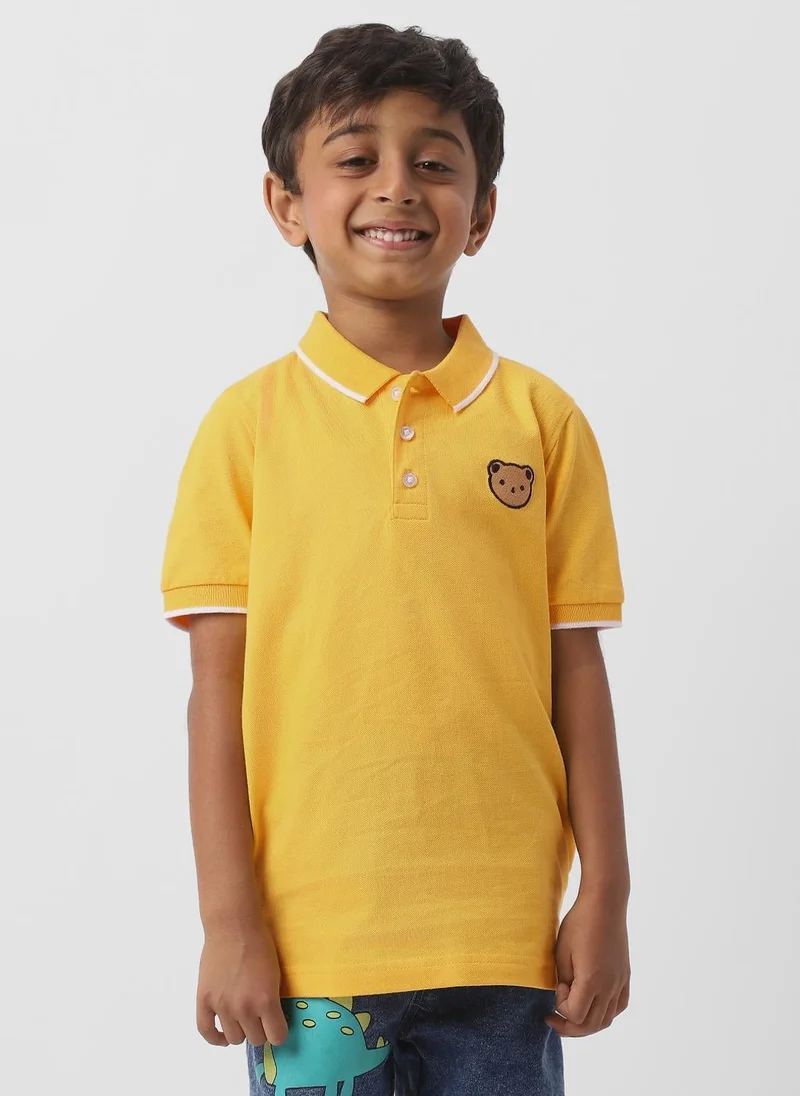 نوتيناتي Nautinati Boys Cotton Bear Badge Detail Polo T-shirt