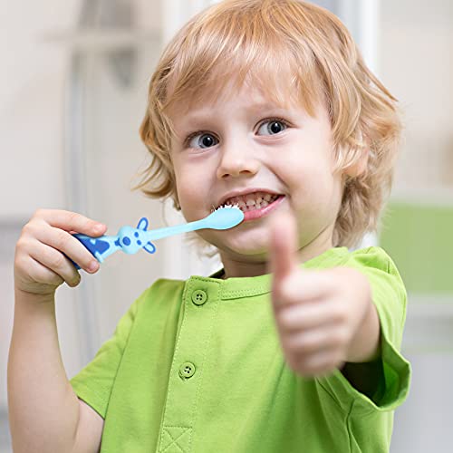 Lauwell 12-Piece Toddler Toothbrush Pack - Kids Toothbrushes with Covers, Suction Cup, Soft Bristles, Animal Design for Sensitive Teeth - Image 5