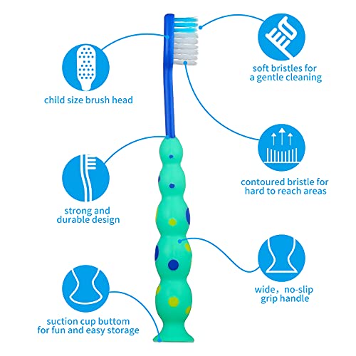 Lauwell 12-Piece Toddler Toothbrush Pack - Kids Toothbrushes with Covers, Suction Cup, Soft Bristles, Animal Design for Sensitive Teeth - Image 2