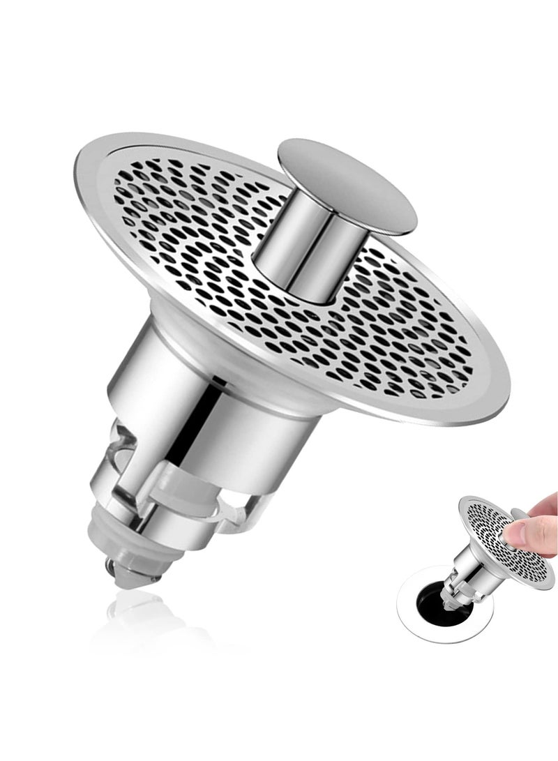 SOLARAE Bathroom Sink Stopper, Universal Basin Pop Up Bathroom Drain Stopper Bounce Wash, Anti Clogging Bathroom Sink Strainer with Hair Catcher for 1.18 "- 1.5" Basin Bathtub Drain Holes  (Silver) - Image 1