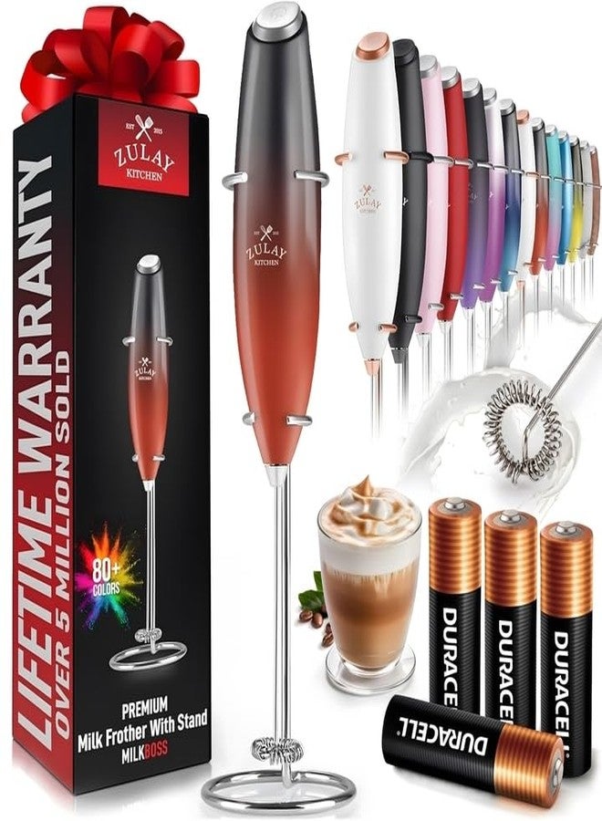 Zulay Kitchen ZK Milk Frother OG w Stand - Black n Red Blend - 4B - Image 1