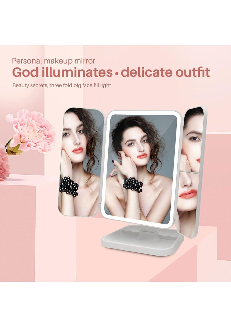 JAJEEK LED Makeup Mirror with 3 Color Lighting Modes & 52 LED Lights, High Definition Portable Mirror, 1x/2x/3x Magnification, Touch Control Design – Ideal for Flawless Makeup Application and Grooming  - Image 3
