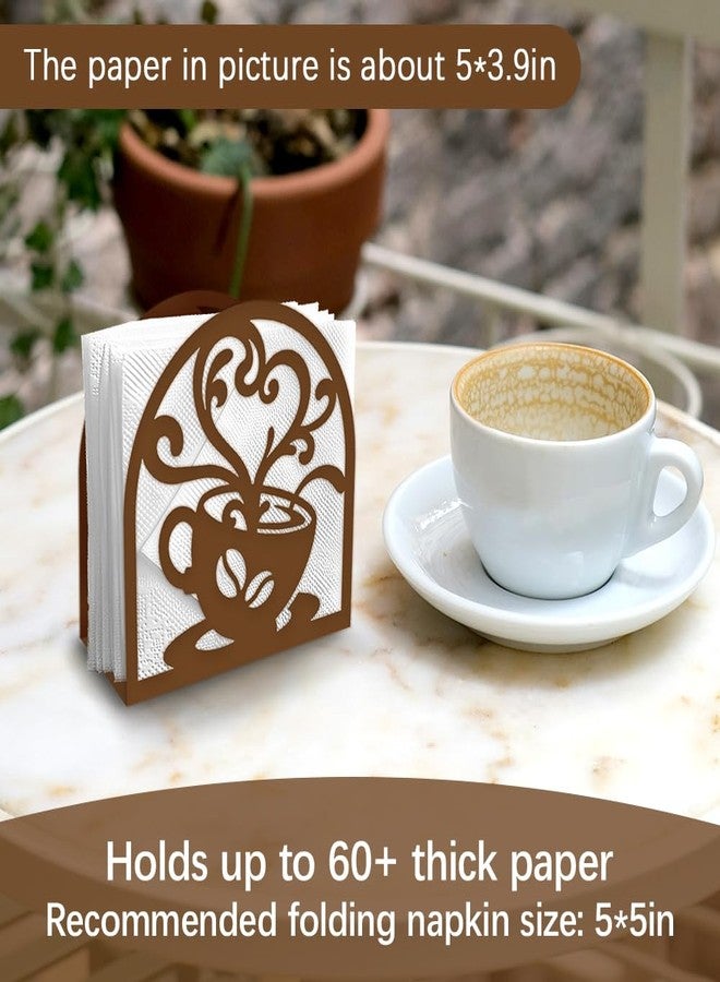 Doodlream Coffee Cup Metal Napkin Holder for Table, 5.9"x5.9"x2" Brown Modern Coffee Napkin Dispenser, Standing Napkin Holder for Kitchen Bar and Dining Room and Restaurant Decor - Image 3