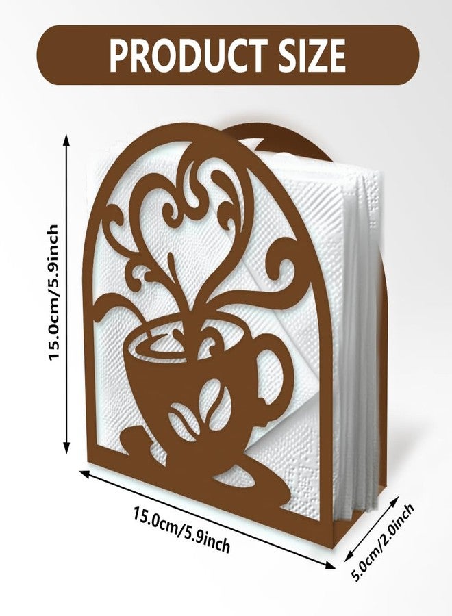 Doodlream Coffee Cup Metal Napkin Holder for Table, 5.9"x5.9"x2" Brown Modern Coffee Napkin Dispenser, Standing Napkin Holder for Kitchen Bar and Dining Room and Restaurant Decor - Image 2