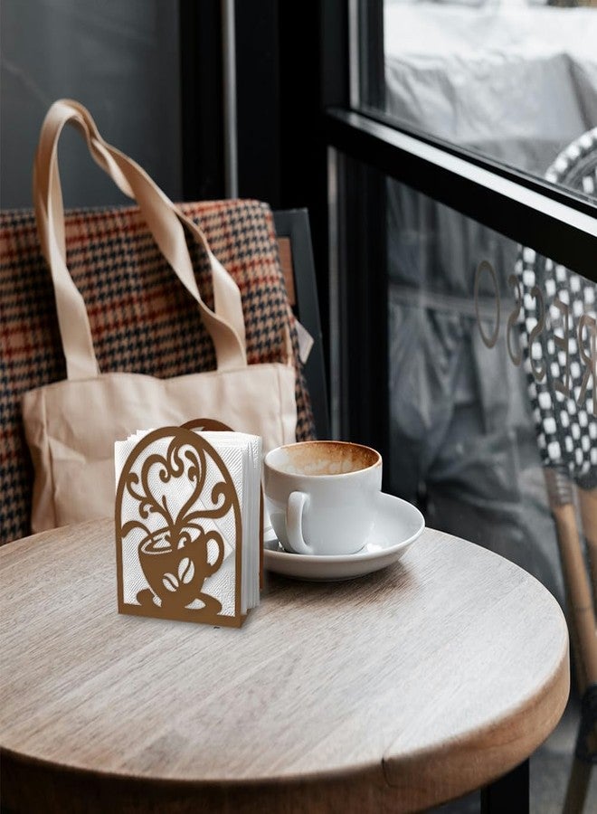 Doodlream Coffee Cup Metal Napkin Holder for Table, 5.9"x5.9"x2" Brown Modern Coffee Napkin Dispenser, Standing Napkin Holder for Kitchen Bar and Dining Room and Restaurant Decor - Image 5