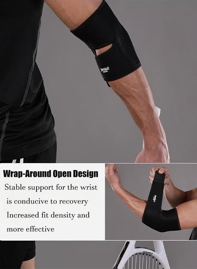 جينجبا سابورت دعامة مرفق رياضية SBR مضغوطة وجيدة التهوية للاستخدام في الهواء الطلق لكرة السلة والتنس والملاكمة ورفع الأثقال واللياقة البدنية، دعامة مرفق قابلة للتعديل للتنس، مثالية لالتواء المرفق والتهاب الأوتار والتهاب المفاصل وكرة السلة والبيسبول ومرفق لاعب الجولف توفر الدعم وتسكين الألم (أسود) - Image 4
