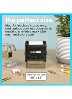 ExcelMark Celmark Self-Inking Rubber Stamp - Blue Ink A1539  - Image 2