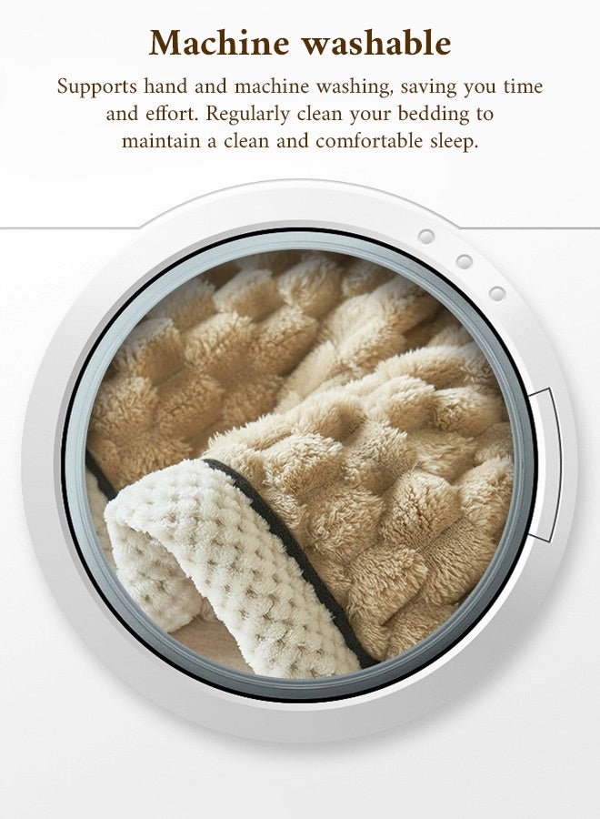 بطانية قطيفة دافئة على الوجهين  بطانية شتوية ثقيلة بطانية شتوية دافئة على الوجهين ， بطانية شتوية سميكة من صوف الخراف والفانيلا المرجانية - بطانية أريكة فائقة القطيفة والمريحة، مقاس 150 × 200 سم - Image 4