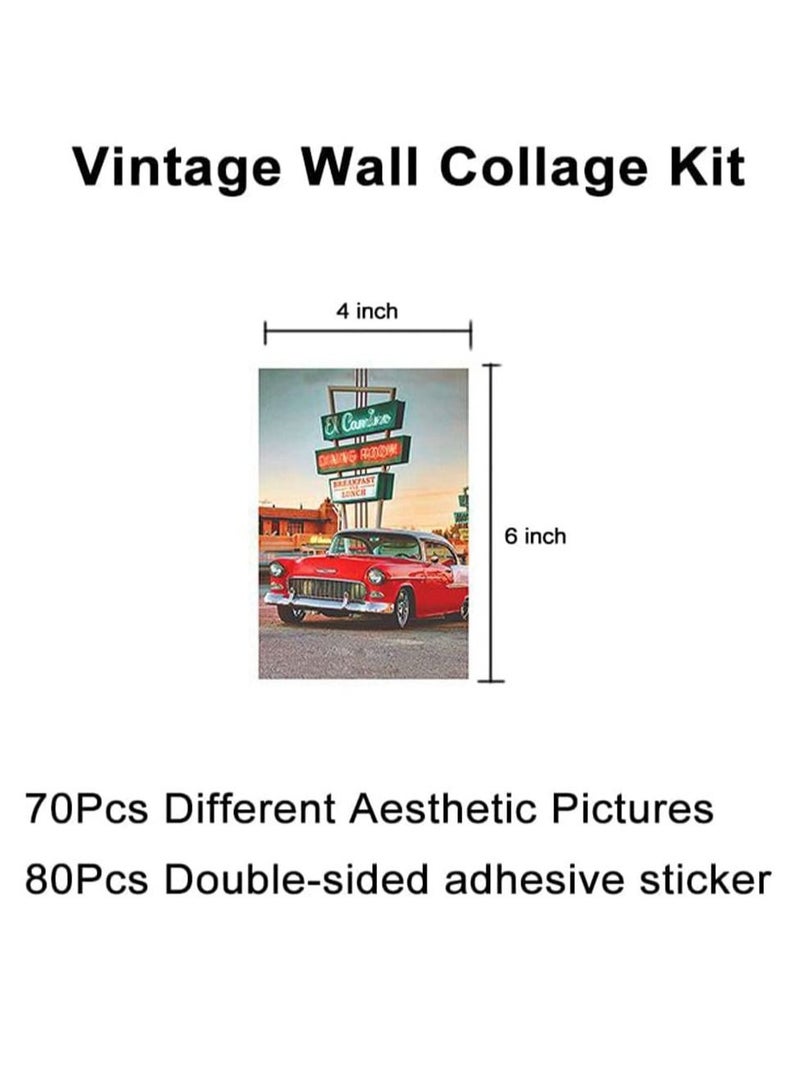 Excefore Retro Wall Collage Kit, Collage Kit for Wall Aesthetic, Retro 80s Room Decor Aesthetic Collage Picture, 70 Pcs 4x6'' VintageWall Art Decor Picture, for Teen Girls Boys Room Bedroom Dorm - Image 2