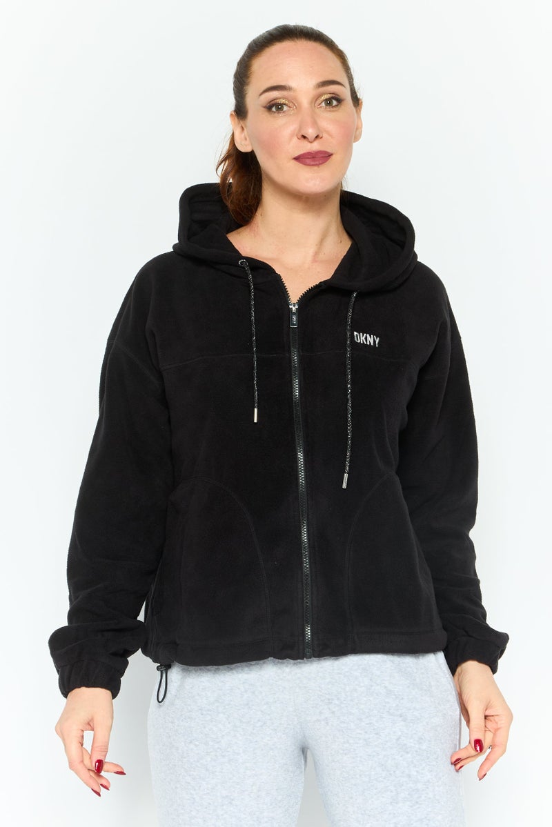 DKNY Sport Women Sportwear Fit Embroidered Logo Outdoor Hoodie, Black  - Image 1