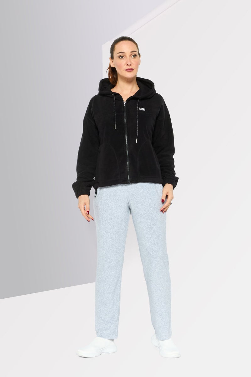 DKNY Sport Women Sportwear Fit Embroidered Logo Outdoor Hoodie, Black  - Image 3