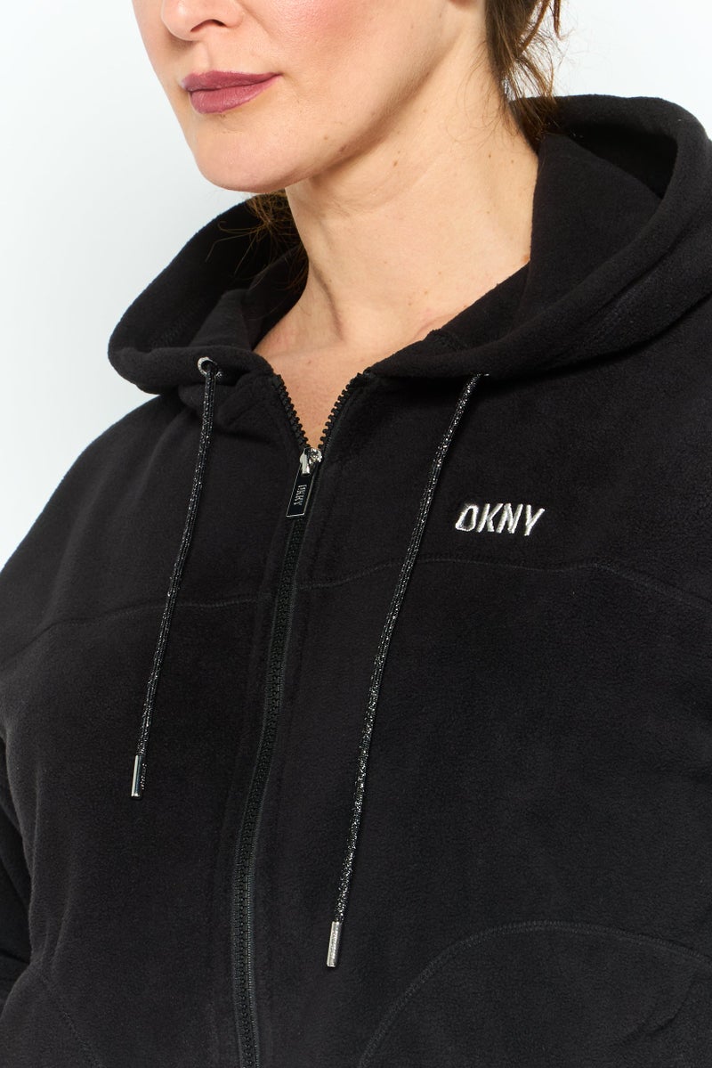DKNY Sport Women Sportwear Fit Embroidered Logo Outdoor Hoodie, Black  - Image 2