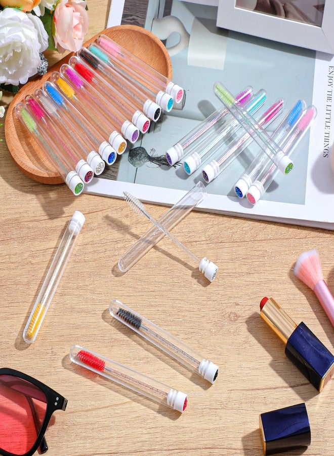 Caeuiciw 100 Pieces Mascara Wand Tube Set Lash Spoolies for Eyelash Extensions 100 Pcs Diamond Empty Mascara Brush Disposable Colorful Eyebrow Applicator Makeup Tool, Mix Color - Image 5