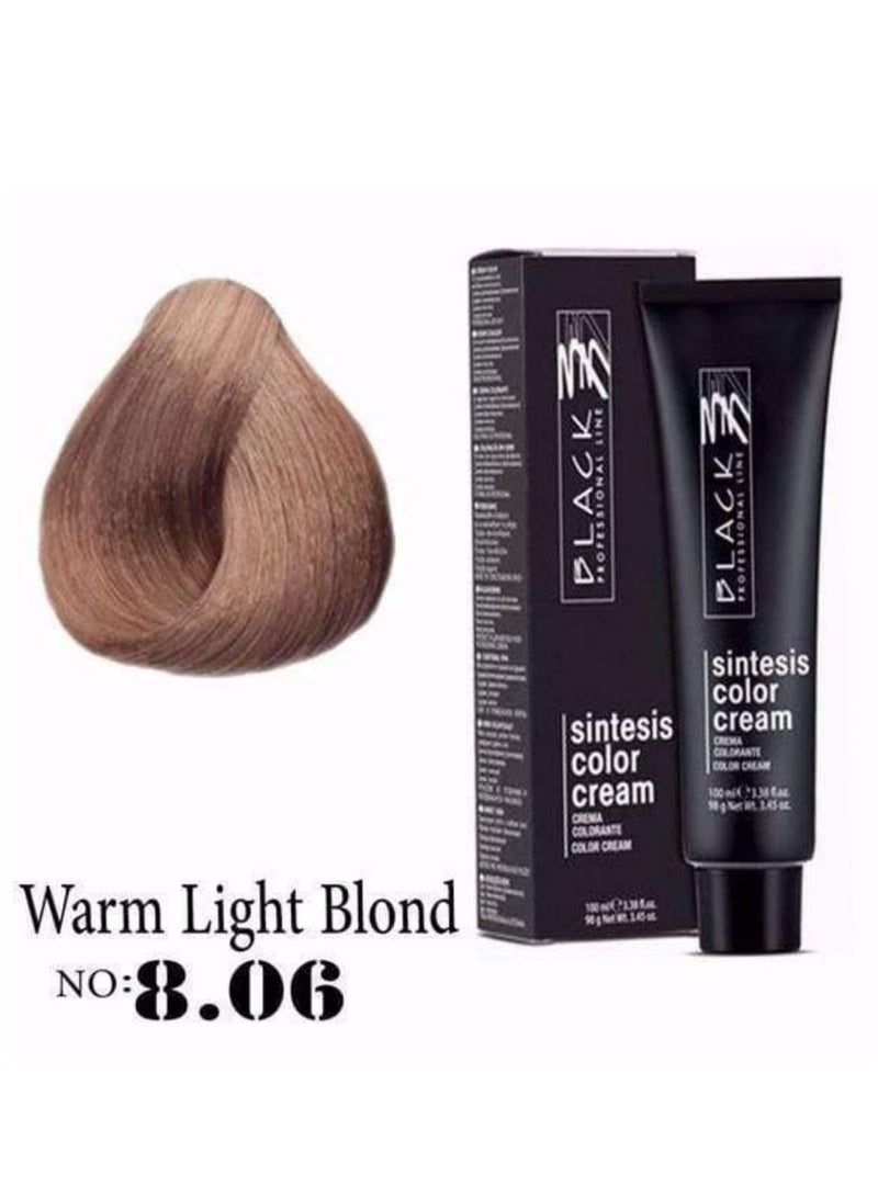 بلاك سينتيسيس كريم تلوين الشعر 8.06 أشقر فاتح دافئ – لون دائم مع تغطية كاملة للشيب – 100 مل - Image 1