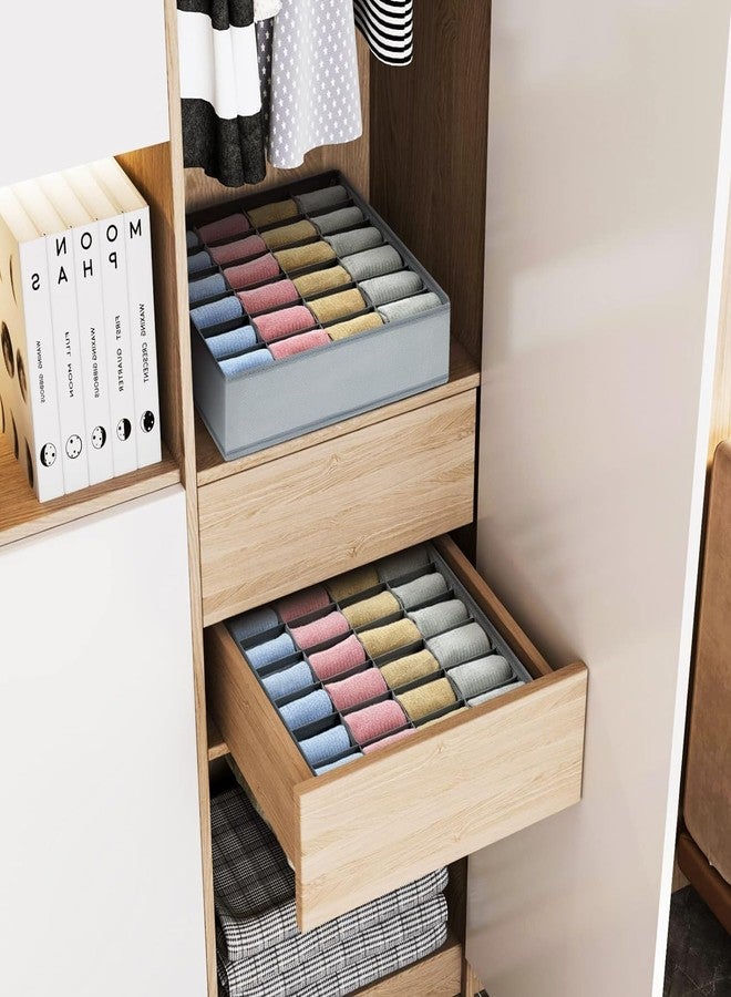 BLACKBOXES Closet Socks Organizer Drawer Divider, 24 Cell Collapsible Closet Cabinet Organizer Underwear Storage Boxes for Storing Socks, Lingerie (Grey,Pack of 2) - Image 4
