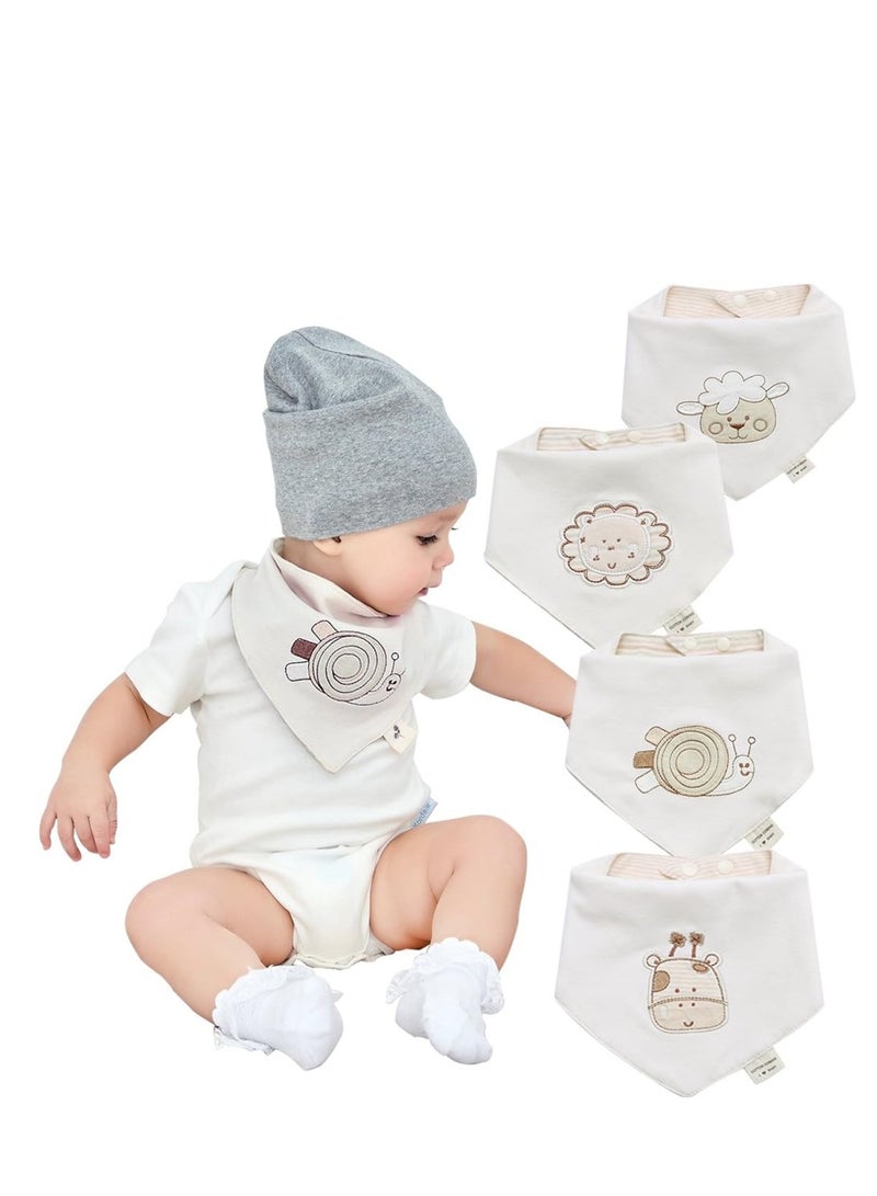 Excefore Baby Drool Bibs 4 Pack Baby Drool Bandana Bibs 100% Organic Cotton Super Absorbent Soft Drooling Bibs Breathable Baby Bandana Bibs for Boys and Girls, Plain Colors - Image 1