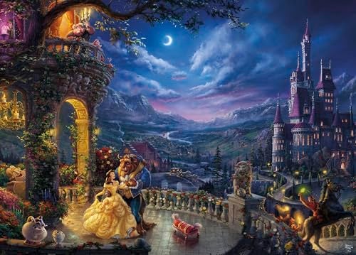 Ceaco - Thomas Kinkade - Disney - Beauty & The Beast Dancing in The Moonlight - 1000 Piece Jigsaw Puzzle - Image 1
