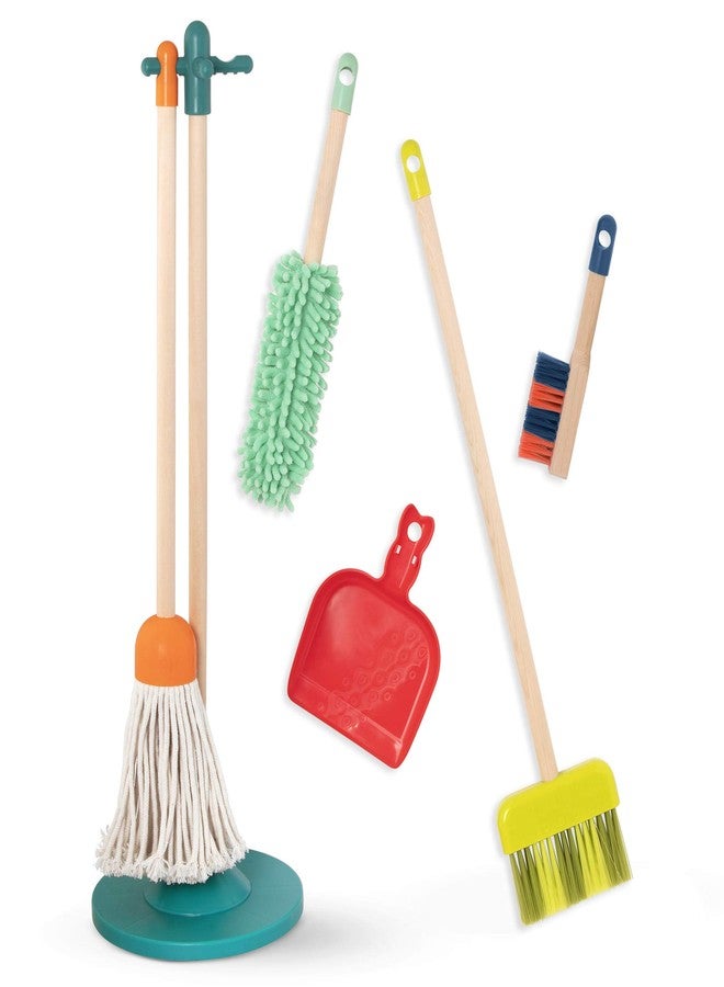 B. toys - Kids Cleaning Set - Wooden Toys - Pretend Play Kit for Toddlers - Broom, Mop, Dustpan, Brush, Duster - 2 Years + - Clean 'n' Play - Image 1