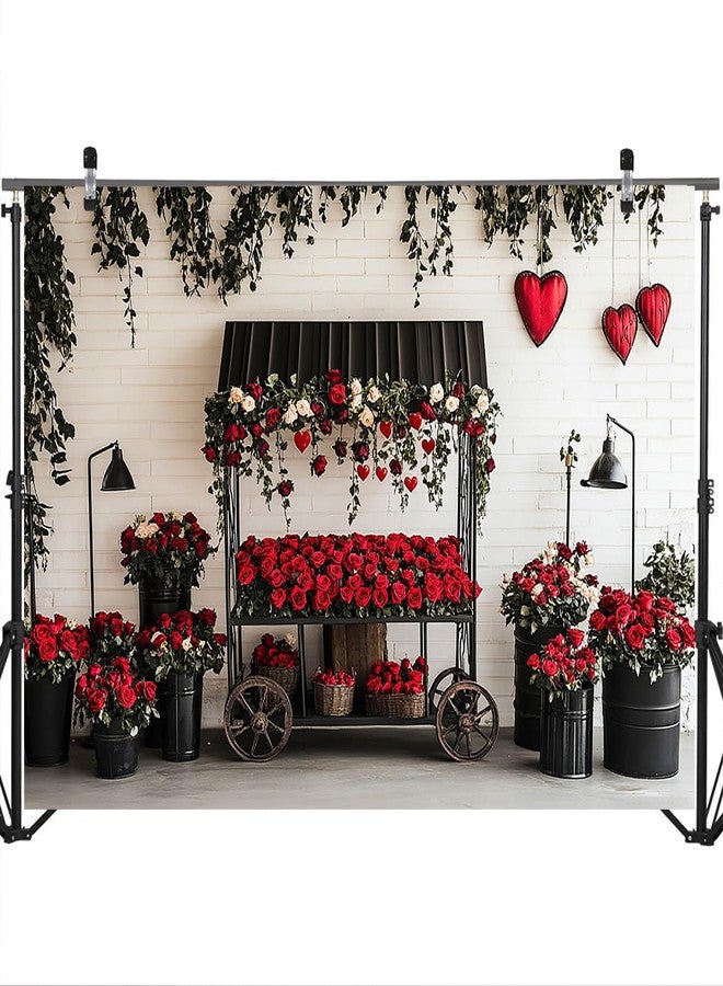 موكسيكا خلفية عيد الحب من موتشيكا باللونين الأحمر والأسود، ديكورات خلفية تصوير عيد الحب، خلفية رومانسية على شكل قلب وردة حمراء، لوازم دعائم التصوير (7 × 5 قدم) - Image 5