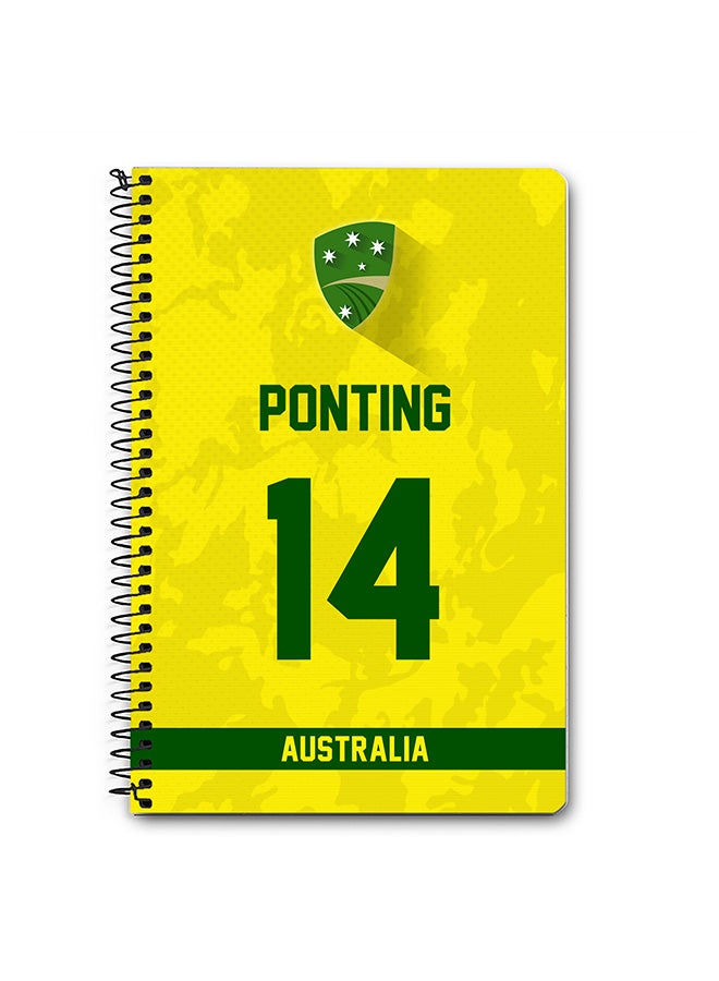 Stylizedd Designer A5 Spiral Notebook Memo Notepad Journal Player - Ricky Ponting, Jersey Number -14 (With Logo) - Image 1