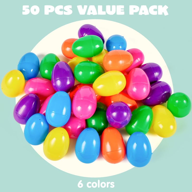 JOYIN 3.15" Easter Eggs, Fillable Plastic Eggs Empty Colorful Bright Eggshells with Hinge for Easter Hunt, Filling Treats, Party Favor, Basket Stuffers, Classroom Prize Supplies, 18PCS - Image 2