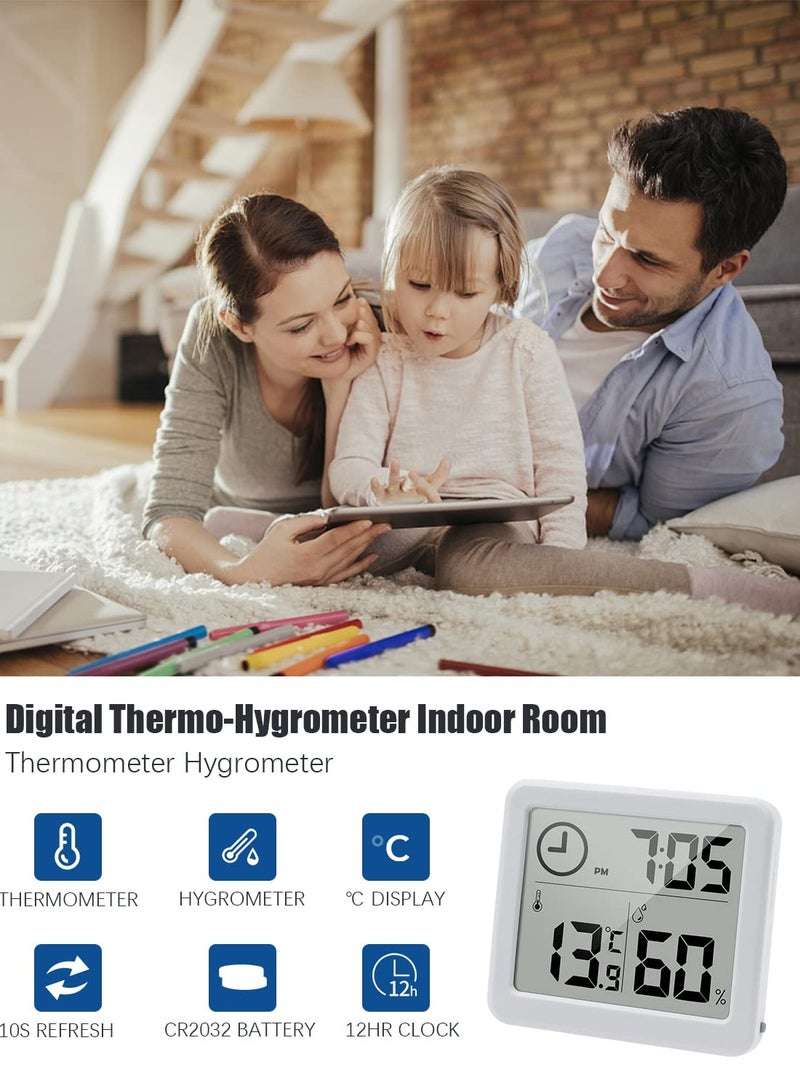KASTWAVE 3.2 Inches LCD Screen Digital Thermo-Hygrometer Room Thermometer With Temperature And Humidity Monitor Meter Gauge And Clock - White  - Image 3