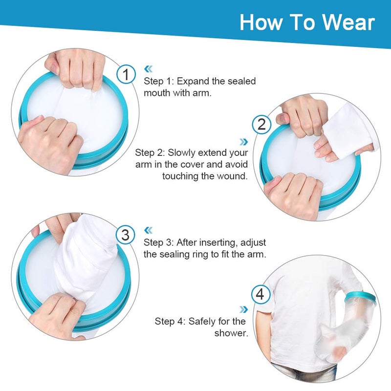 klarako Shower Cover,Waterproof Arm Shower Protector Home Shower Bath Sleeve Arm Cast Wound Protector for Kids Arm Fracture Wounds Arm Dry-19Inches - Image 5