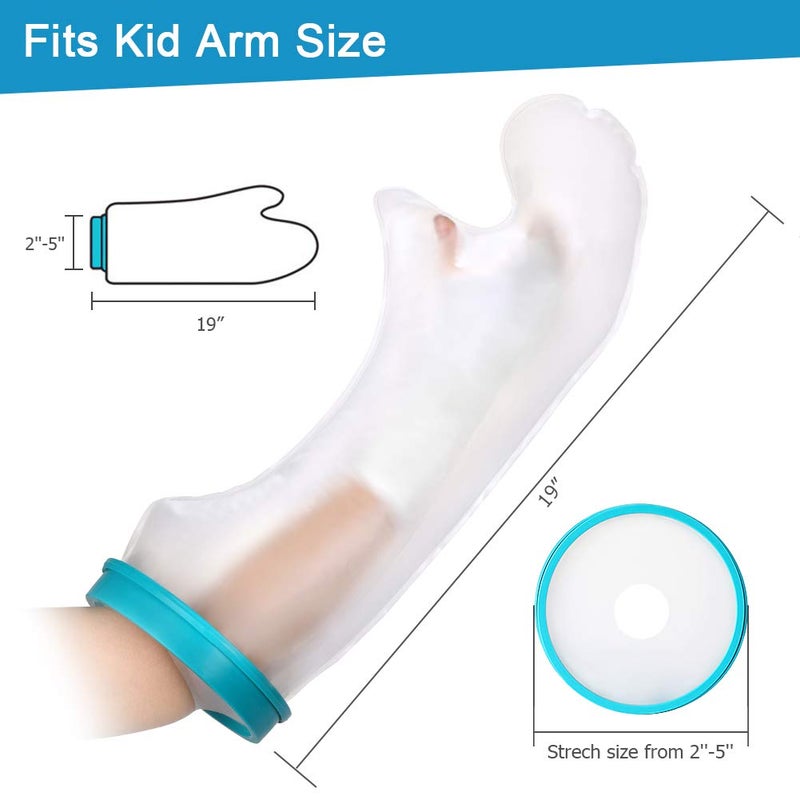 klarako Shower Cover,Waterproof Arm Shower Protector Home Shower Bath Sleeve Arm Cast Wound Protector for Kids Arm Fracture Wounds Arm Dry-19Inches - Image 4