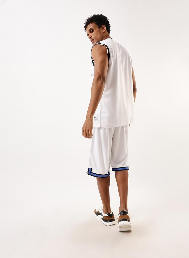Hubberholme Men's White 100% Polyester Printed Tank Top Upper Longline Bermuda Bottom Oversized Co-Ords Set  - Image 4