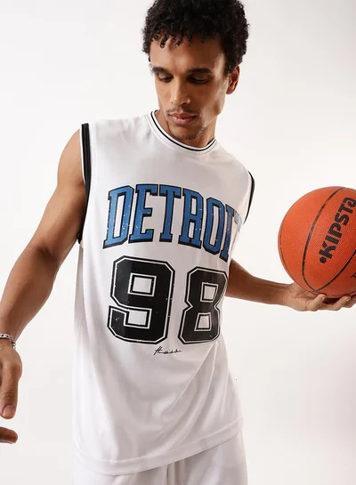 هوبرهولمي طقم رجالي أبيض بوليستر بطبعة علوي بدون أكمام وبنطلون برمودا طويل واسع