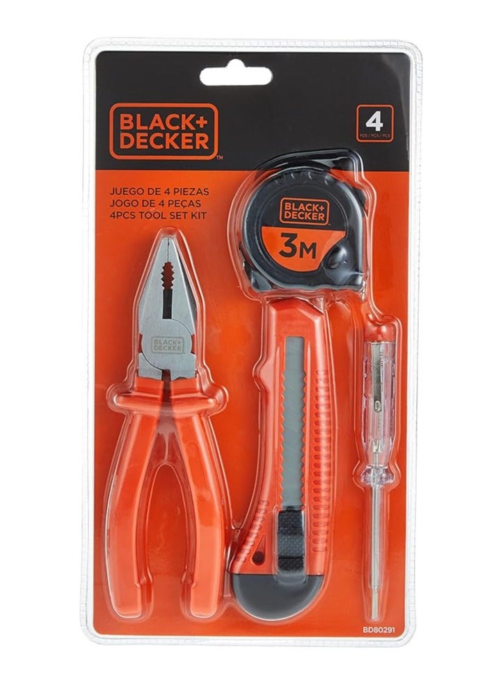 BLACK+DECKER Black & Decker tool set pliers, screwdriver, blade knife and 3 meter meter - BD80291-840  - Image 1