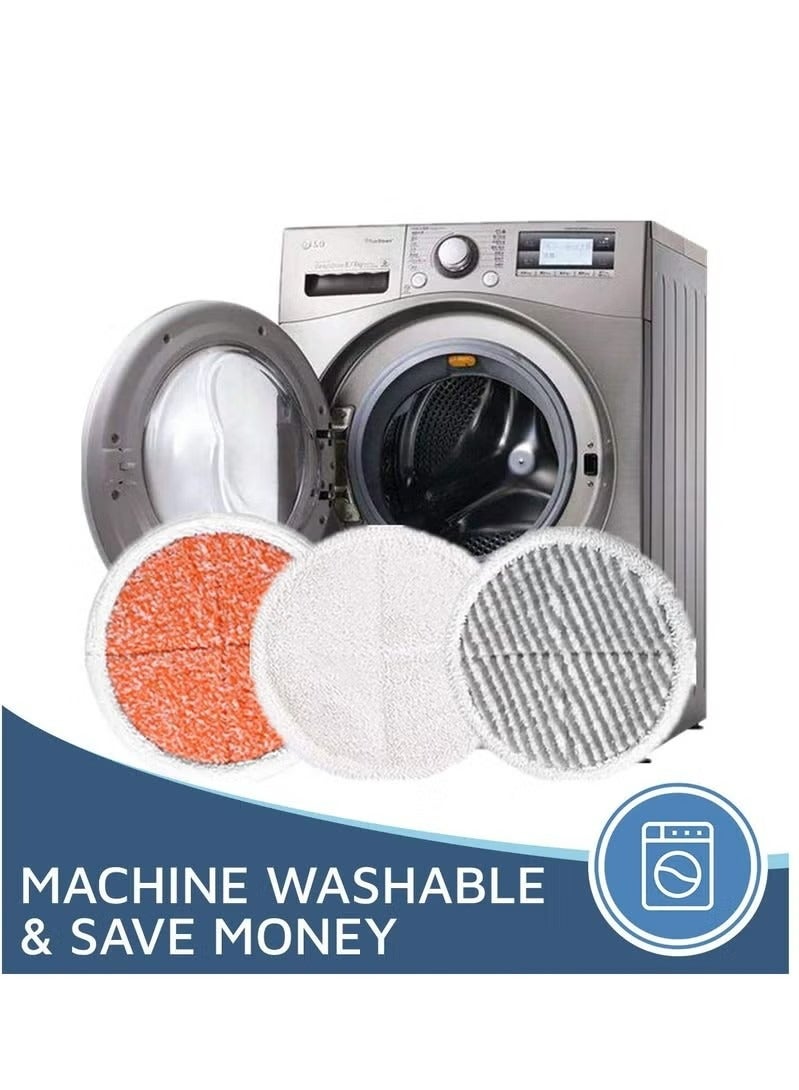 6-PCS Replacement Pads Compatible with Bissell Spinwave 2124, 2039A, 2307, 23157, 20391, 20399 Electric Hard Floor Mops, Replacement Mop Pads (White, Orange, Off-White Strips) - Image 2