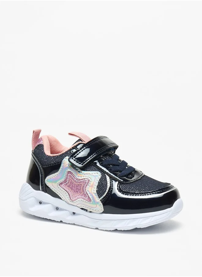 Flora Bella By Shoexpress Applique Detail Sneakers with Hook and Loop Closure