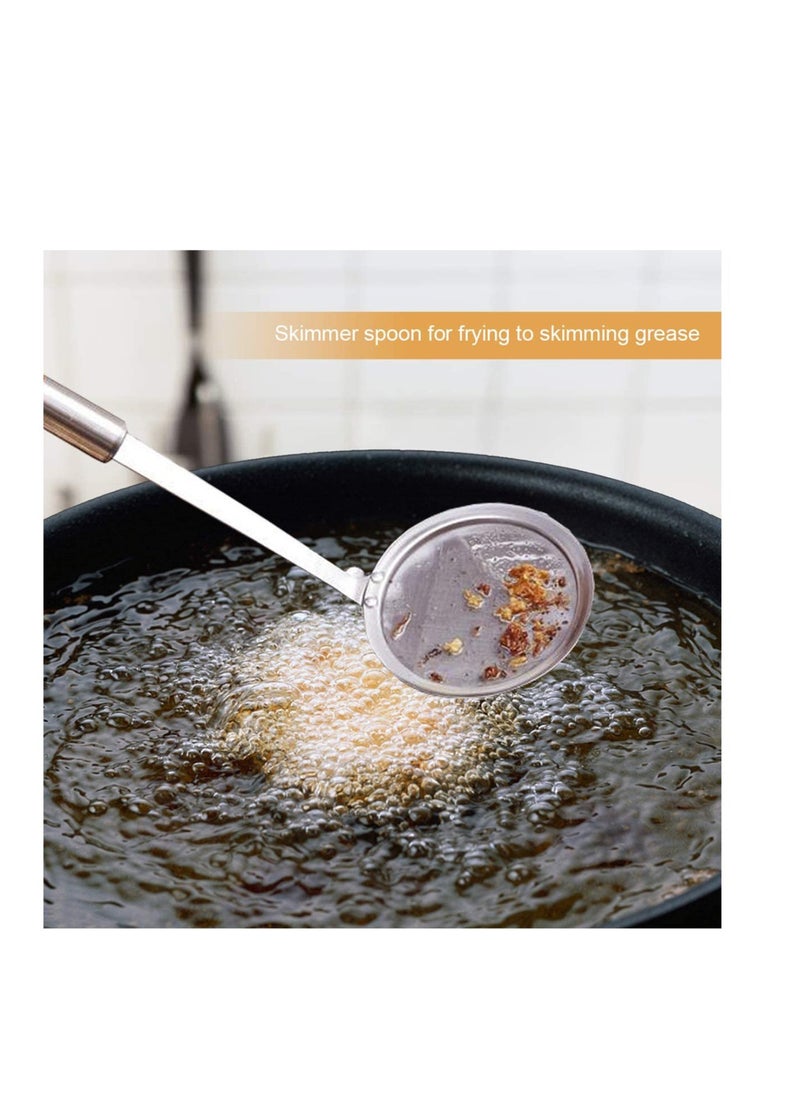 SYOSI Hot Pot Fat Skimmer Spoon Stainless Steel Fine Mesh Strainer for Skimming Grease and Foam  - Image 2