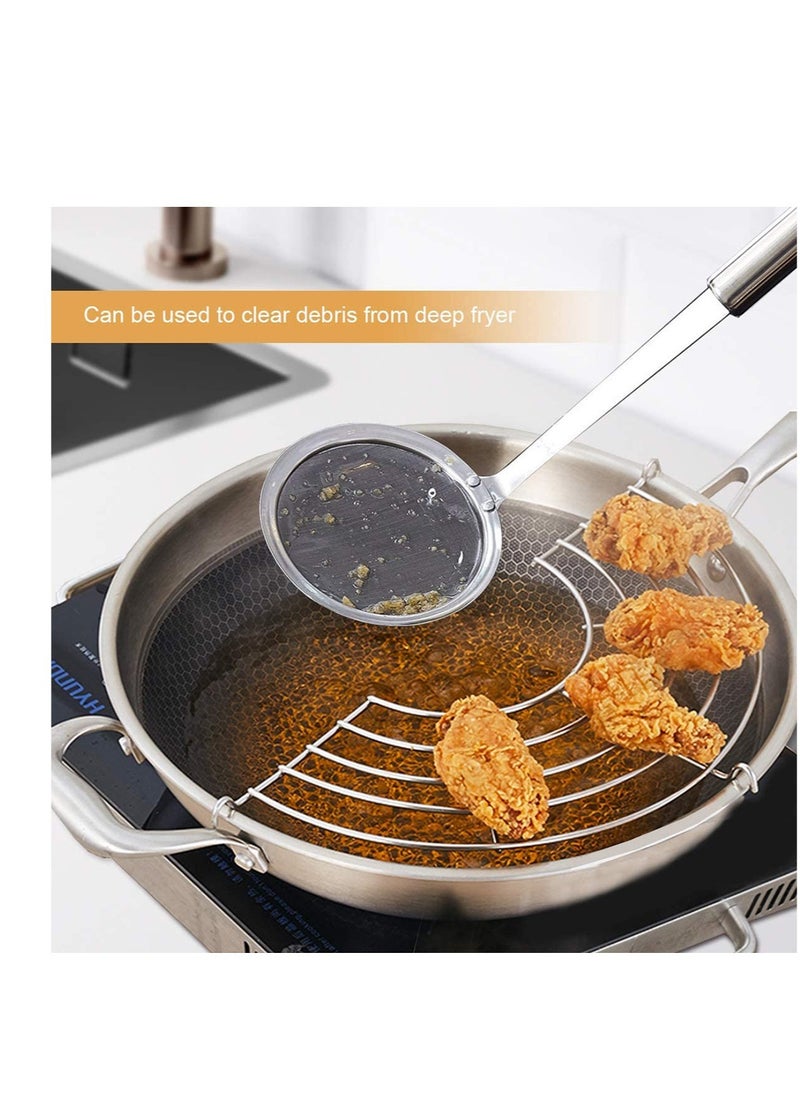 SYOSI Hot Pot Fat Skimmer Spoon Stainless Steel Fine Mesh Strainer for Skimming Grease and Foam  - Image 3